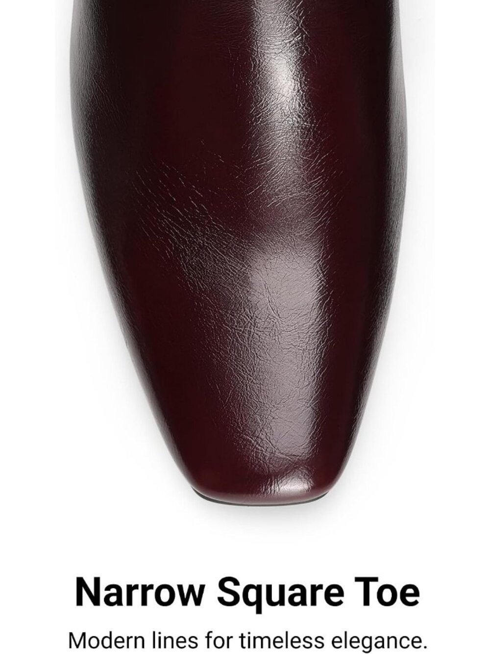 Women's Burgundy Faux Leather Square Toe Block Heel Side Zipper Knee High Boots - Picture 4 of 6